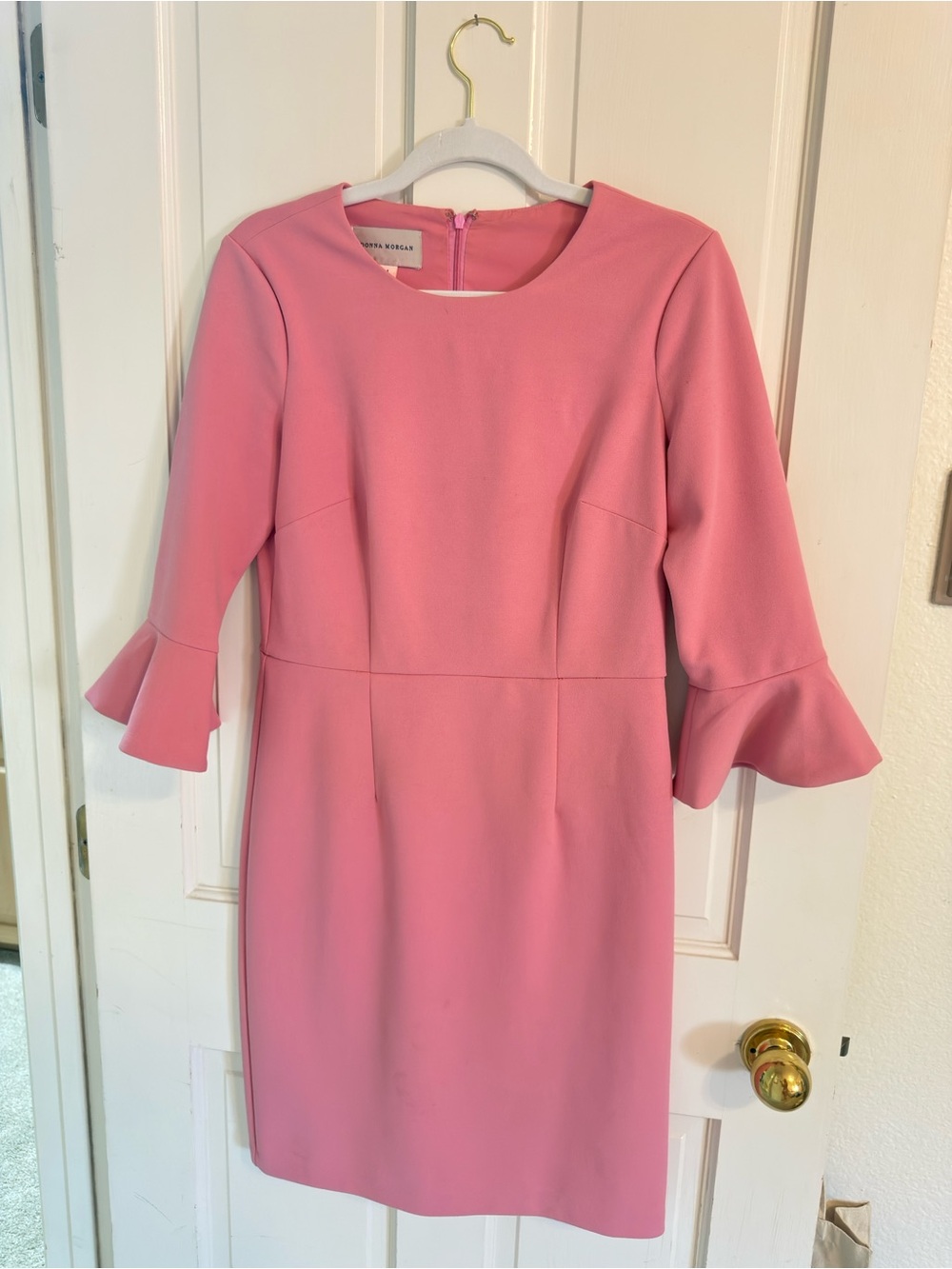 Donna Morgan Pink Ruffle-Sleeve Sheath Dress